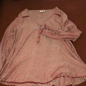 L Red Long Sleeve Blouse